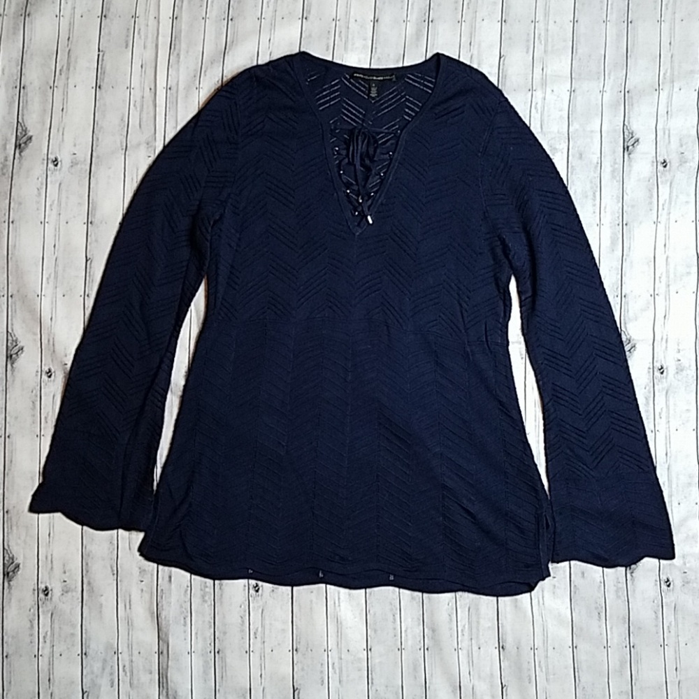 White house black market  lace up pullover